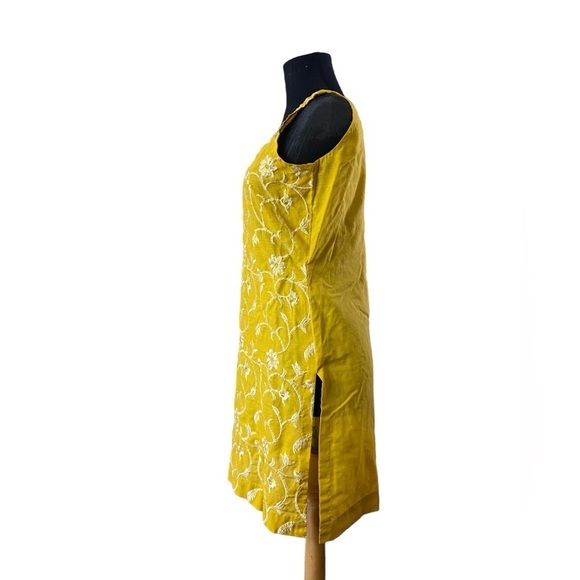 Beautiful Yellow Mustard Colored Embroidered Kurt’s Tunic Dress - Picture 5 of 16